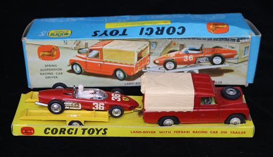 A Corgi 17 Landrover and a Corgi 24 Ferrari racing car
